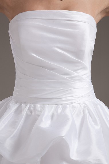 Taffeta Strapless Short Ball Gown with Ruffle