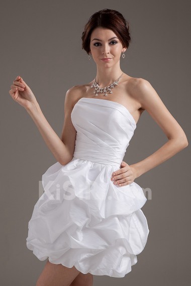 Taffeta Strapless Short Ball Gown with Ruffle