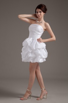 Taffeta Strapless Short Ball Gown with Ruffle