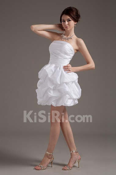 Taffeta Strapless Short Ball Gown with Ruffle