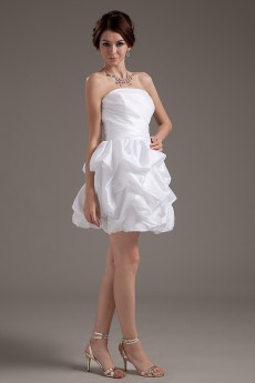 Taffeta Strapless Short Ball Gown with Ruffle