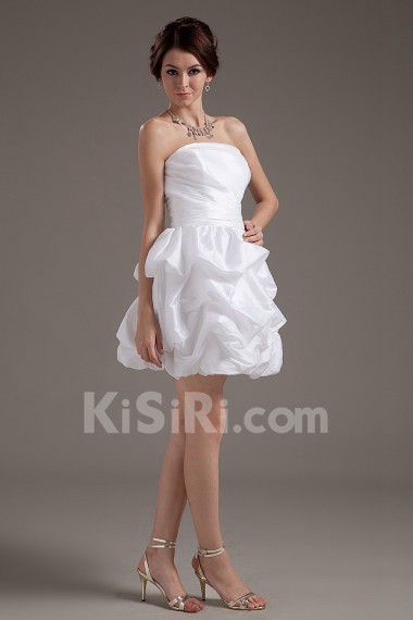 Taffeta Strapless Short Ball Gown with Ruffle