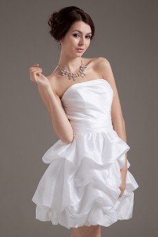 Taffeta Strapless Short Ball Gown with Ruffle