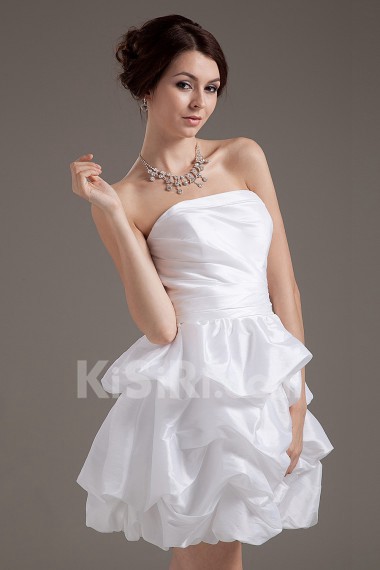 Taffeta Strapless Short Ball Gown with Ruffle