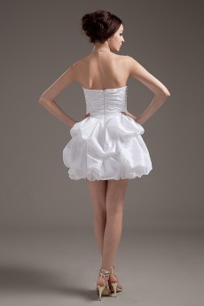 Taffeta Strapless Short Ball Gown with Ruffle