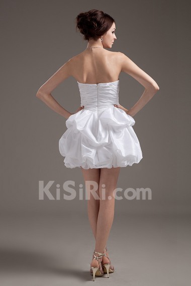 Taffeta Strapless Short Ball Gown with Ruffle