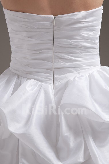 Taffeta Strapless Short Ball Gown with Ruffle