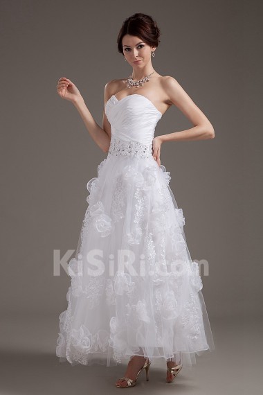 Organza Sweetheart Ankle-Length A-Line Dress