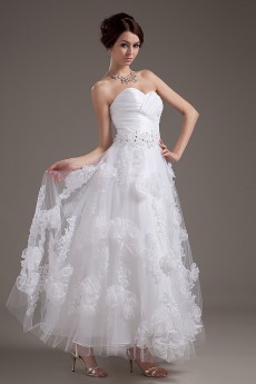 Organza Sweetheart Ankle-Length A-Line Dress