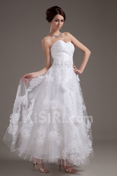 Organza Sweetheart Ankle-Length A-Line Dress