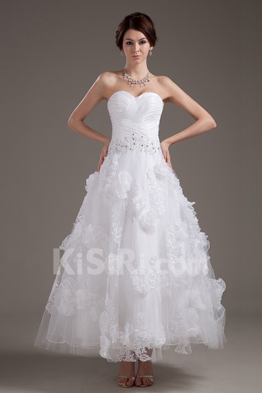 Organza Sweetheart Ankle-Length A-Line Dress