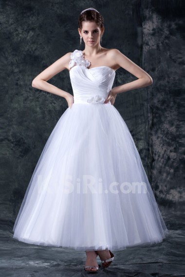 Organza One-Shoulder Ankle-Length Ball Gown