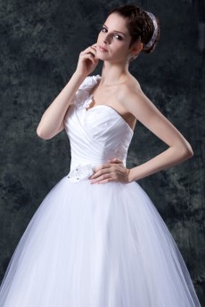 Organza One-Shoulder Ankle-Length Ball Gown