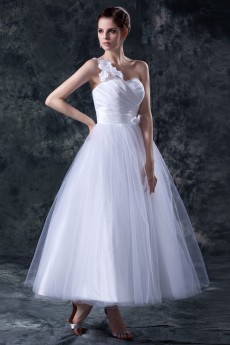 Organza One-Shoulder Ankle-Length Ball Gown