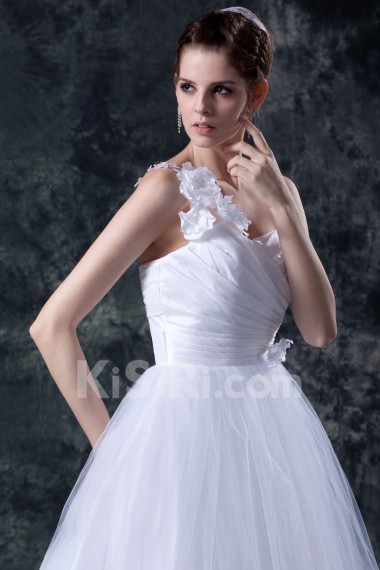 Organza One-Shoulder Ankle-Length Ball Gown