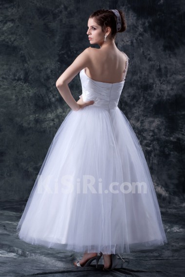 Organza One-Shoulder Ankle-Length Ball Gown