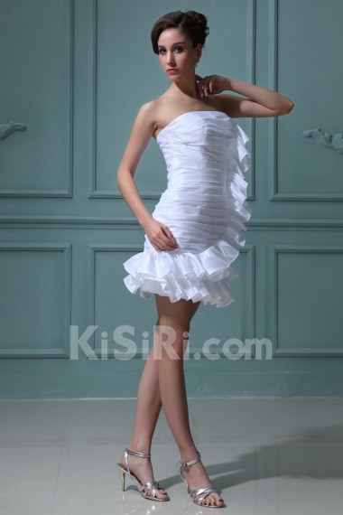 Taffeta Strapless Short Dress with Ruffle