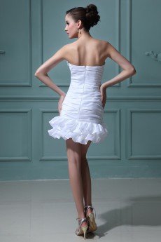 Taffeta Strapless Short Dress with Ruffle