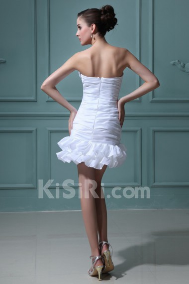 Taffeta Strapless Short Dress with Ruffle