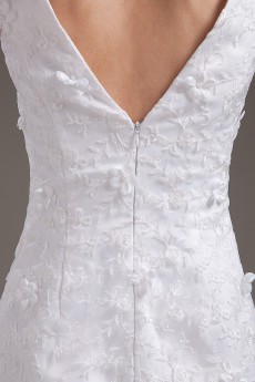 Lace V-Neckline Short Dress with Embroidery