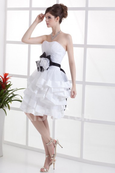 Satin and Taffeta Strapless Short A-line Dresss