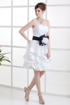 Satin and Taffeta Strapless Short A-line Dresss