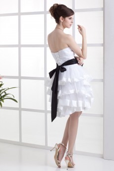 Satin and Taffeta Strapless Short A-line Dresss