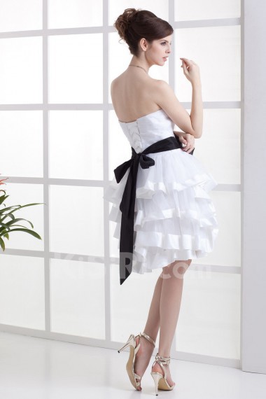 Satin and Taffeta Strapless Short A-line Dresss