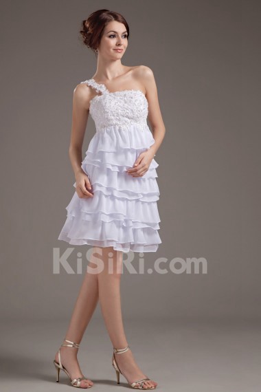 Chiffon One-Shoulder Short Dress