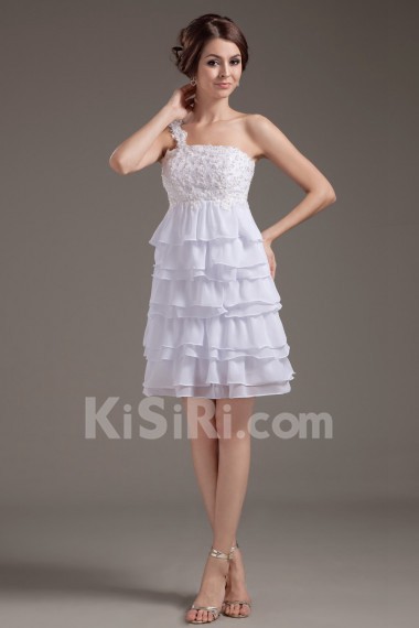 Chiffon One-Shoulder Short Dress