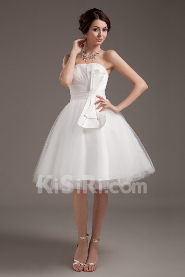 Yarn Strapless Short Ball Gown with Ruffle