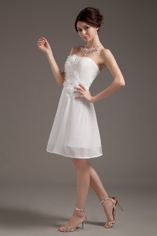 Chiffon Strapless Short A-line Dress with Embroidery