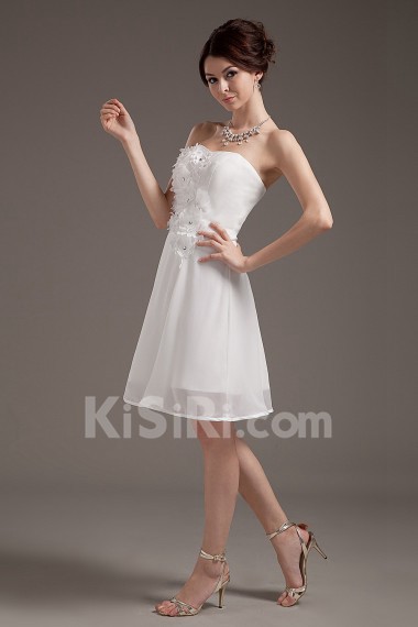 Chiffon Strapless Short A-line Dress with Embroidery