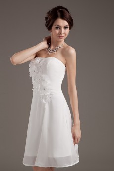 Chiffon Strapless Short A-line Dress with Embroidery