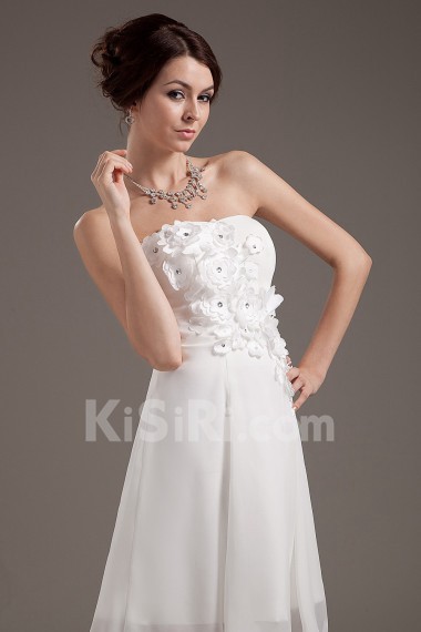 Chiffon Strapless Short A-line Dress with Embroidery