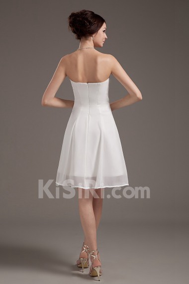 Chiffon Strapless Short A-line Dress with Embroidery