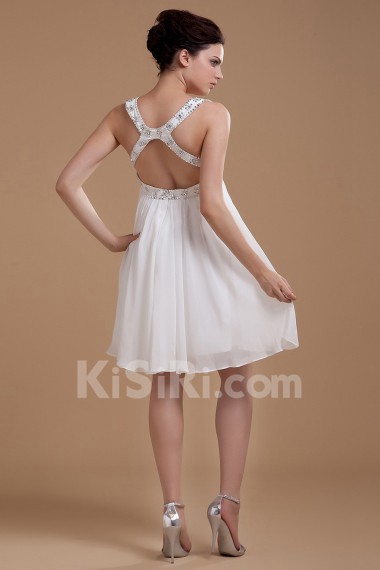 Chiffon V-Neckline Short Dress with Embroidery