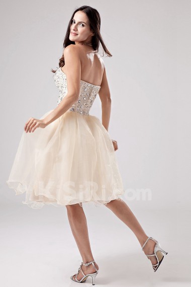 Yarn Sweetheart Short Ball Gown with Embroidery