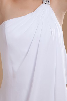 Chiffon One-Shoulder Short Dress with Beaded