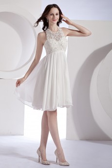 Organza and Chiffon Halter Neckline Short Dress with Embroidery