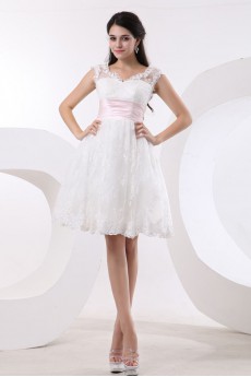 Satin and Tulle Bateau Neckline Short A-line Dress with Embroidery