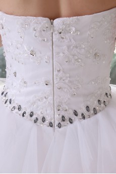 Tulle and Satin Strapless Short Ball Gown with Embroidery