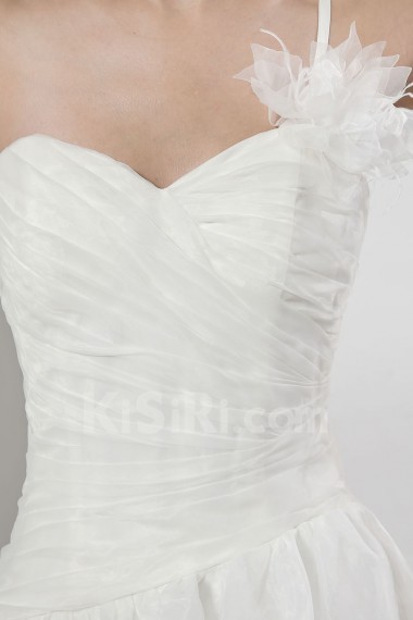 Organza Sweetheart A-line Dress with Ruffle and Flower