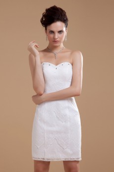 Satin and Lace Sweetheart Short Dress with Embroidery 