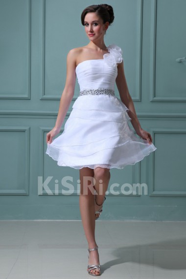 Yarn One-Shoulder Short Ball Gown