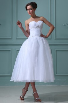 Tulle and Satin Sweetheart Tea-Length Ball Gown