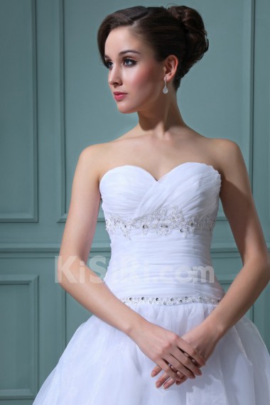 Tulle and Satin Sweetheart Tea-Length Ball Gown