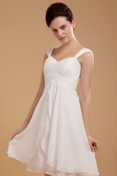 Chiffon Straps Neckline Short A-line Dress with Ruffle