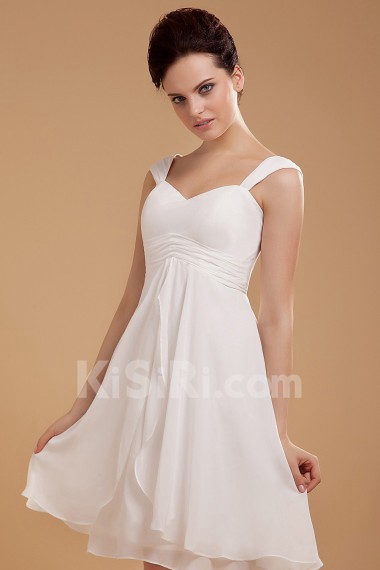 Chiffon Straps Neckline Short A-line Dress with Ruffle