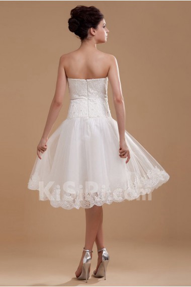 Satin and Organza Strapless Short A-line Dress